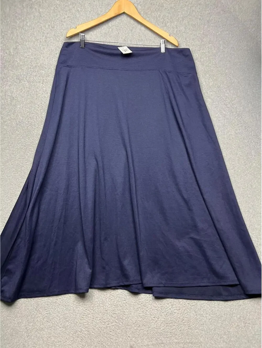 Ashley Stewart A-Line Pull On Midi Skirt Womens Plus Size 22/24 Navy Comfort